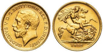 George V, Half Sovereign, 1912-S, aUNC Rich golden patina with underlying lustre, very lightly handled with some...