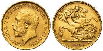 George V, Half Sovereign, 1914-S, UNC . Estimate: 600 - 800 AUD