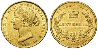 Victoria, Sovereign, 1861, EF Quite lustrous with lightly rubbed highpoints, showing numerous bag marks to both...