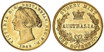 Victoria, Sovereign, 1865, gVF Surface marks otherwise good very fine.
Ex Noble Numismatics Sale 138 (lot 646). ...