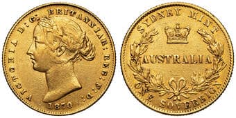 Victoria, Sovereign, 1870, VF Golden toning with rubbed highpoints, some carbon spots to legends, very fine. ...