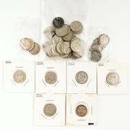 George V, Sixpence, 1922 - 1953 1922 (9), 1935, 1952 (42), 1953 (4). Estimate: 300 - 400 AUD