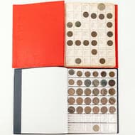 George V - Elizabeth II, Halfpenny - Penny, 1911 - 1964, Poor - aUNC Red coin album with partially complete penny...