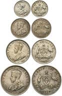 George V, Threepence - Florin, 1912, aF -aVF 1912 set including, florin, about fine, shilling, good fine, sixpence,...