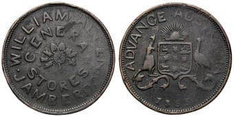 A.5 Allen, William, Jamberoo, NSW, Penny, 1855, aF Copper penny by J.C. Thornthwaite, 34mm, 14.09g, toned dark...