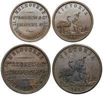 A.11 & A.12 - Andrew, J. NO & Co, Melbourne, VIC, Halfpenny - Penny, 1862, gEF - aUNC Copper penny size 34mm, 18.36g,...