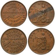 A.16, 17 - Ashton, H., Auckland, New Zealand, Halfpenny, 1858 - 1859, VF - EF Copper halfpennies (2), first very...
