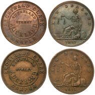 A.42 - Clark, Archibald (draper), Auckland, New Zealand, Penny, 1857, gVF - UNC Copper penny, (2) Obverse prooflike...