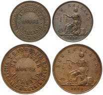 A.75 & A.76 - Forsaith, T. S. (draper), Manchester House, Auckland, New Zealand, Halfpenny - Penny, 1858, gVF - gEF ...