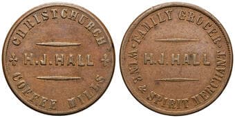 A.92 & A.92c - Hall, H.J, Christchurch, NZ, Penny, F - gF Copper penny (2), size 33mm, by W.J Taylor,...