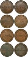 A.93, A.93a, A.93b & A.93c - Hall, H.J, Christchurch, NZ, Penny, VG - gF Copper penny (4), (A.172/R.168) lacquered,...