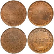 A.93h & A.93k - Hall, H.J, Christchurch, NZ, Penny, UNC Large letter restrike copper penny (2), 34mm, undated, one...