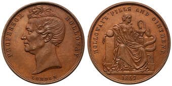 A.126a - Holloway, Professor, London, GB, Penny, 1857, UNC Proof copper penny, size 34mm, by J. Moore / Heatons,...