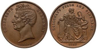 A.126a - Holloway, Professor, London, GB, Penny, 1857, UNC Proof copper penny, size 34mm, by J. Moore / Heatons, thin...