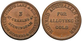 A.156 - Lane, Joseph & Son, Birmingham, Great Britain, Halfpenny, EF Copper halfpenny, 29mm, 20.15g, thicker, heavier...