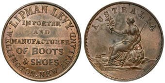 A.162c - Levy / Australia, Penny, UNC Late strike copper pattern penny, size 35mm, undated, by W.J. Taylor,...