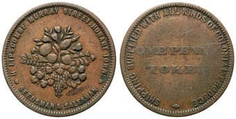 A.164a - Lipscombe, H, Hobart Town, Tasmania, Penny, F - gF Copper penny, scarcer type with One opposite P of...