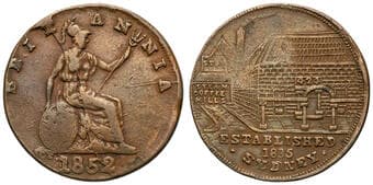 A.224b - (PEEK) Tea Stores, Sydney, NSW, Halfpenny, 1852, VF Copper halfpenny by J.C. Thornthwaite, 27.5mm, 9.36g,...