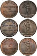 A.231 & A.231a - Petty, Geo, Melbourne, VIC, Penny, VF - UNC Copper penny (3), size 34.5mm, undated, W.J. Taylor,...
