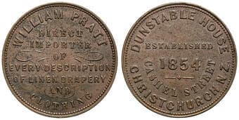 A.233a - Pratt, William, Christchurch, NZ, Penny, gEF Copper penny, size 34mm, 14.43g, by W.J. Taylor, album toned...