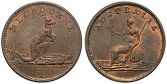 A.277 - Taylor, W.J, Melbourne, VIC, Halfpenny, aUNC Copper halfpenny, size 28mm, 8.25g, dies by W.J. Taylor, struck...