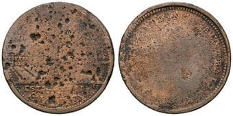 A.283 - Thornthwaite / Tea Stores, Sydney, NSW, Penny, 1854, Poor Copper penny mule, 34mm, 17.22g, obv. as A.426 &...