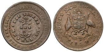 A.284 - Thornthwaite, J.C., Sydney, NSW, Halfpenny, 1854, gF Copper halfpenny, 28.5mm, 8.51g, obv. misspelt...