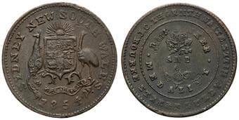 A.284b - Thornthwaite, J.C., Sydney, NSW, Halfpenny, 1854, VF Copper halfpenny. 28mm, 7.94g, the second attempt to...