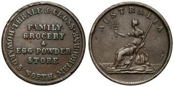 A.286 - Thrale & Cross, North Melbourne, VIC, Halfpenny, gF Copper halfpenny, Taylors AUSTRALIA/Britannia stock...