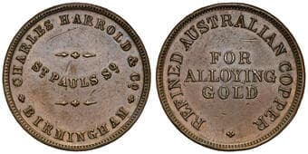 A- / R.188 - Harrold, Charles & Co, Birmingham, Great Britain, Halfpenny, EF Copper halfpenny, 29mm, 17.39g, obv. no...