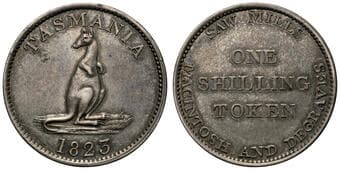 A.680 - Macintosh & Degraves, Hobart, Tasmania, Shilling, 1823 , aEF Silver shilling by Soho Mint (?), 22mm, 4.46g,...