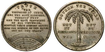 D.39 - E. W. Cole, Truth, The Victories Of Truth, C. Late 1800S, VF As D.38, made to replace D.37, nickel plated...