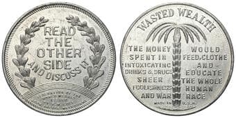 D.88 - E. W. Cole, Read The Other Side And Discuss It, C. Late 1800S, UNC Aluminium token, 38mm, 2mm, 6.37g, obv....
