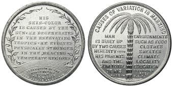 D.89 - E. W. Cole, His Skin Colour Is Caused By The Sun, C. Late 1800S, UNC Aluminium token, 38mm, 2mm, 5.31g, obv....