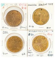 E. W. Cole - Various, C. Late 1800S, gF-aVF Small group including, gilt types, 31mm, 2mm, (3) issued holed for...