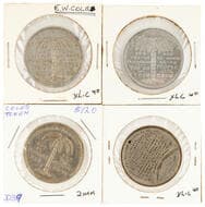 E. W. Cole - Various, C. Late 1800S, aVF - VF Small group including, aluminium, nickel plated & white types, 31mm,...