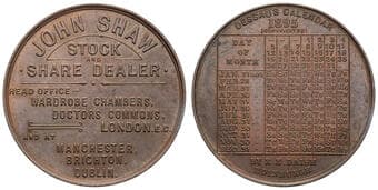 Great Britain, Dessaus Calendar by R.E Daish, Edinburgh, 1895, UNC For John Shaw, stock & share dealer, head office...