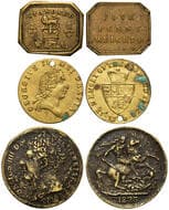 Great Britain, George III - George IV, Gaming Token, 17?0 - 1823, aF -aVF 17?0 'spade guinea' brass gaming token...