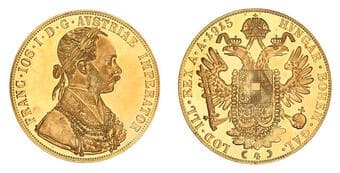 Austria, Franz Joseph, Four Ducats, 1915, UNC Restrike (KM.2276), uncirculated. Estimate: 1000 - 1500 AUD