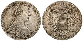 Austrian Empire, Maria Theresa, Thaler, 1780 - 2026, aVF Silver .833, 28.0668g, thaler, rubbed highpoints and toned,...