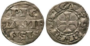 France, Richard I, Anglo- Gallic, Denier, 1189 - 1199, VF Silver denier, Poitou mint, struck in France in honour of...