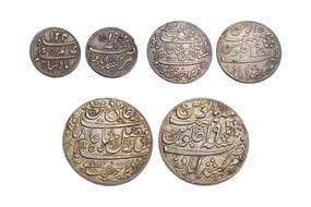 India, Bengal Presidency, Issued in the name of Mughal King Shah Alam II, Set of 3 coins, a) Silver Rupee, 11.60grms,...