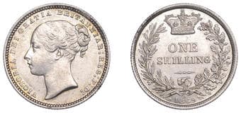 The Gary Oddie Collection of English Regal Shillings
Victoria (1837-1901), Shilling, 1869, die 8, 5.66g/6h (ESC...