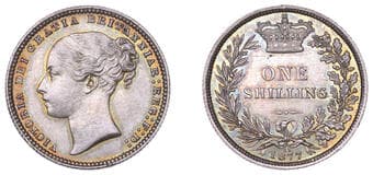 The Gary Oddie Collection of English Regal Shillings
Victoria (1837-1901), Shilling, 1877, die 11, 5.67g/6h (ESC...