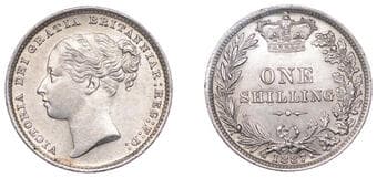 The Gary Oddie Collection of English Regal Shillings
Victoria (1837-1901), Shilling, 1887, young head, 5.67g/6h (ESC...