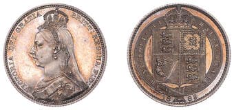The Gary Oddie Collection of English Regal Shillings
Victoria (1837-1901), Proof Shilling, 1889, large head, edge...