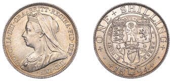 The Gary Oddie Collection of English Regal Shillings
Victoria (1837-1901), Shilling, 1894, 5.65g/12h (ESC 3156; S...
