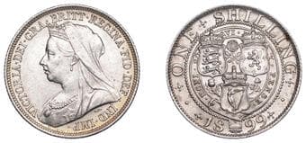 The Gary Oddie Collection of English Regal Shillings
Victoria (1837-1901), Shilling, 1899, 5.67g/12h (ESC 3164; S...