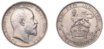 The Gary Oddie Collection of English Regal Shillings
Edward VII (1901-1910), Shilling, 1905, 5.66g/12h (ESC 3591;...