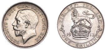 The Gary Oddie Collection of English Regal Shillings
George V (1910-1936), Shilling, 1913, 5.68g/12h (ESC 3802; S...